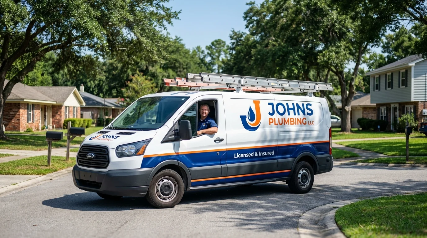 Johns Plumbing LLC service van in Saint Francis, KS
