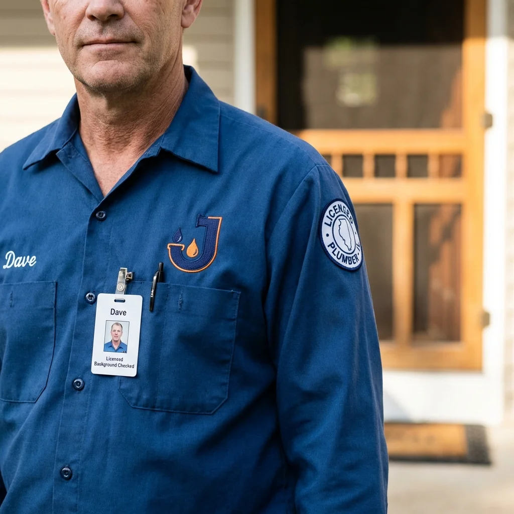 Licensed plumber showing ID badge in Saint Francis, KS