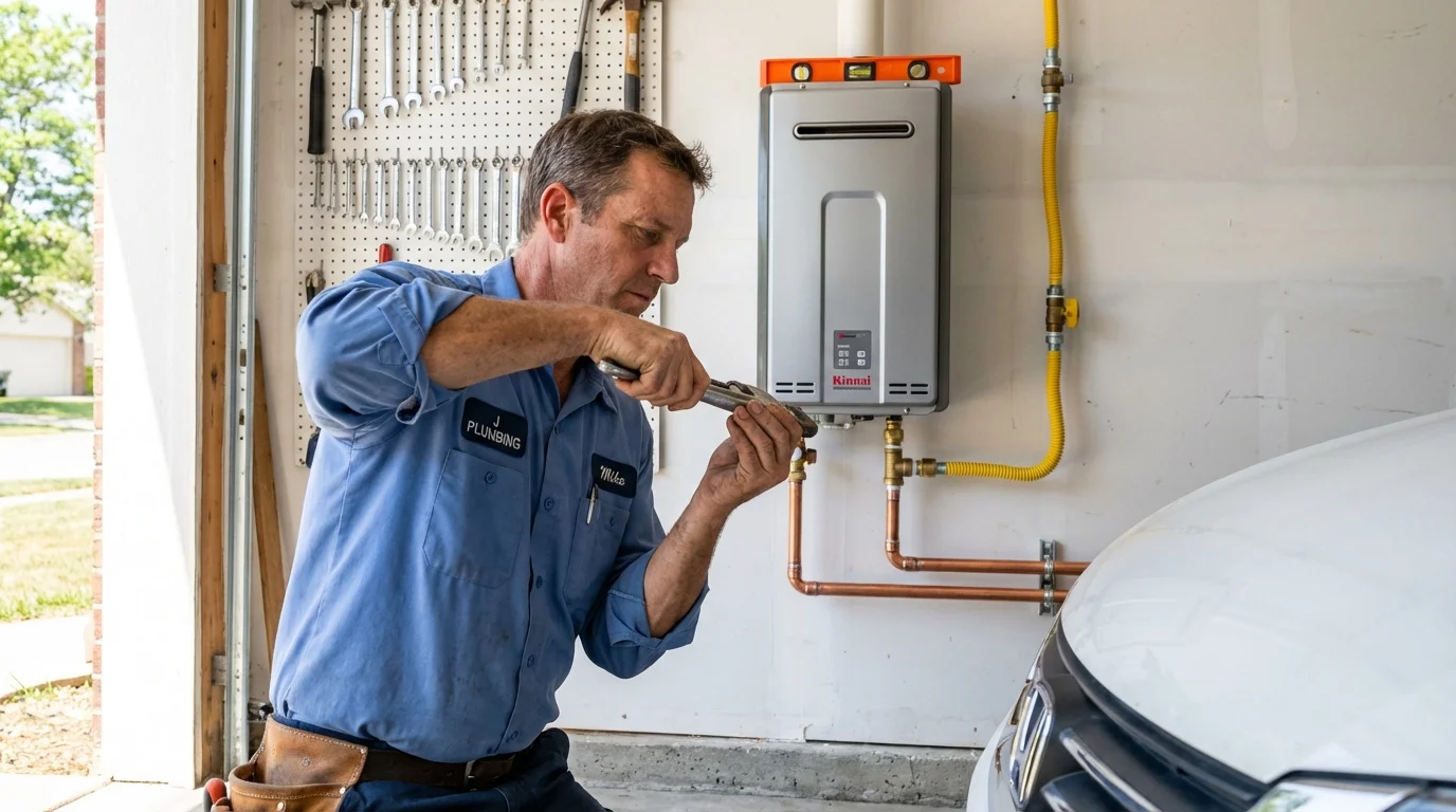 Tankless water heater installation by a Johns Plumbing LLC plumber in Saint Francis